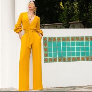 Melrose Mango Button-Down Jumpsuit